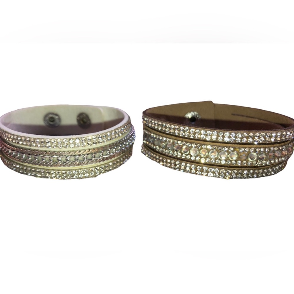 Tan and White crystal Bracelets